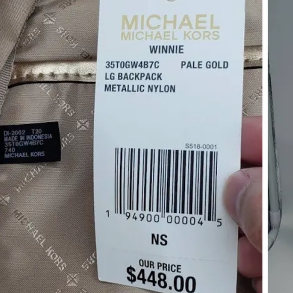 ♥️💖 NWT Michael Kors Winnie Pale Gold Metallic Nylon Large Backpack Bag $448 - Picture 5 of 15